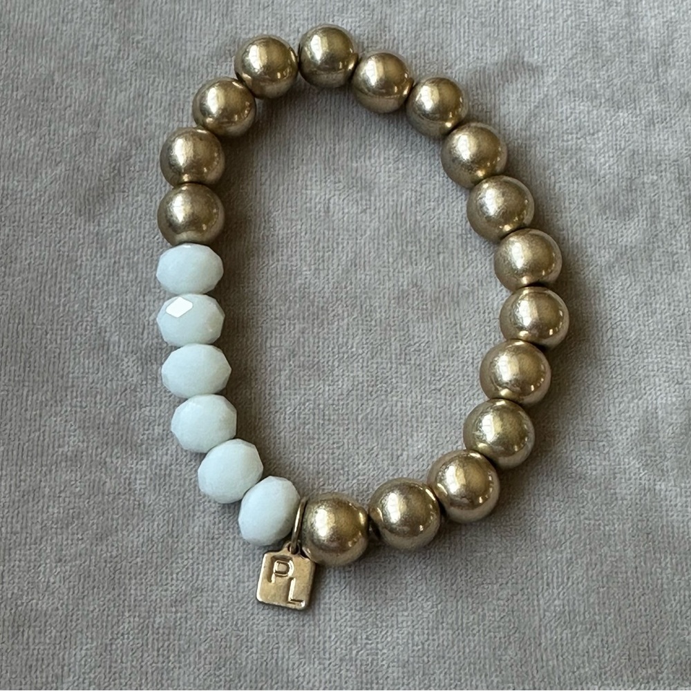 Park Lane Gold and White Beaded Stretch Bracelet